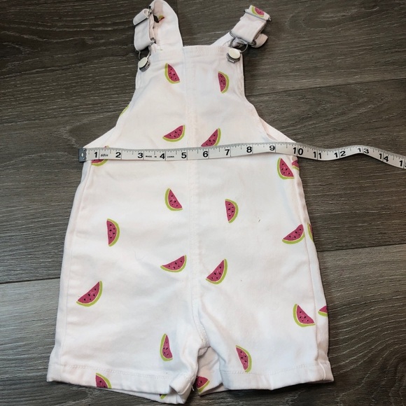Primark Cares Watermelon Print White Denim Overalls Baby Girl Size 9-12 Months - Picture 3 of 10